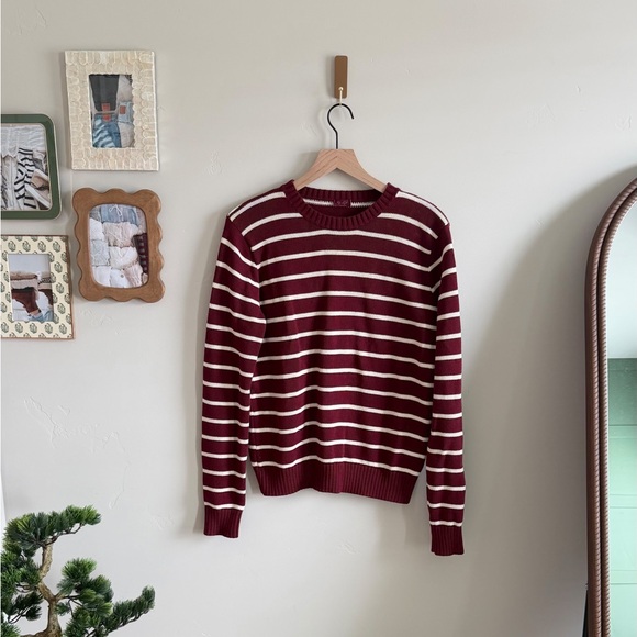 John Galt Martha Burgundy Striped Sweater - Picture 5 of 6
